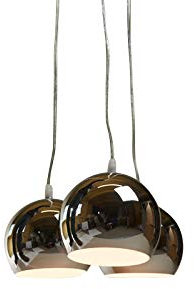 anTes interieur Hängeleuchte Balls chrom mit 3 x LED-Leuchtmittel (Mehrflammig Pendelleuchte Hängelampe Deckenlampe Pendellampe Deckenleuchte)