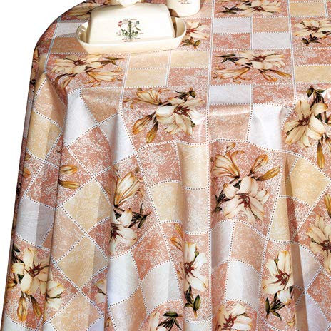 Wachstuch Tischdecke 140cm breit, Meterware, Länge und Motiv auswählbar, abwaschbar (braun beige Lilie 118b, 140 x 200cm)