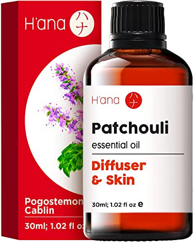H'ana Ätherisches Patschuli Öl für Haut, Diffuser, Aromatherapie, Parfum und Kerzenherstellung - 100% Reines Patschuliöl mit einem Einzigartigen Erdigen Duft (30 ml)