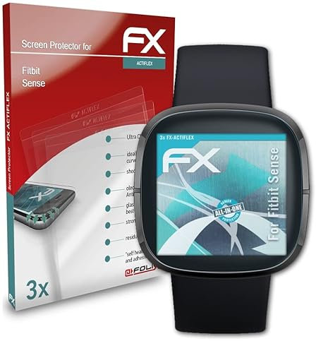 atFoliX Schutzfolie kompatibel mit Fitbit Sense Folie, ultraklare und flexible FX Displayschutzfolie (3X)