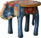 GURU SHOP Vintage Hocker, Blumenbank in Elefantenform - Blau, 30x40x30 cm, Kaffeetische & Bodentische