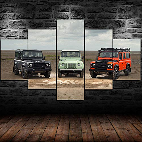IIIUHU Leinwanddrucke Kreatives Geschenk 5 stück Leinwand Bilder Hd Drucke Poster abstrakt Land Rover Defender 4x4 Moderne Wandbilder XXL Wohnzimmer Wohnkultur