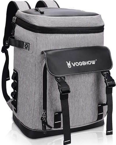 VS VOGSHOW Mochila Nevera 30 l, Térmica de Picnic Aislada, de Refrigeración, Bolsa Multiusos para Acampar, Familia al Aire Libre, BBQ, Compras, Viajes, Pesca y Playa Gris