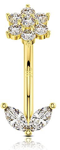 OUFER 16G 9ct Real Gold Rook Piercings Helix Ohrring Conch Piercing Ring Daith Ohr Tragus Stud Ohrringe Ohrpiercing Knorpel Frauen Schmuck