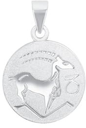 Amor Motivanhänger 925 Sterling Silber Unisex Damen Herren Anhänger, Silber, Steinbock, Kommt in Schmuck Geschenk Box, 2028056