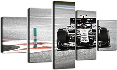 ZHONGYUTONG F1 Auto Leinwand Kunstdruck mit Rahmen 5 Stück Alpha Tauri AT01 Pierre Gasly Auto Poster Bilder für Wohnzimmer Schlafzimmer Büro Dekor (100x55cm)