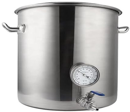 AIZYR Kommerzieller Stockpot Edelstahl Topf Braukessel 19L/30L/45L/60L/95L Braueimer mit Thermometer und Ventil für Kochen und Hausbrauen,35x35cm
