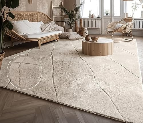 Paco Home Teppich Wohnzimmer Schlafzimmer Kurzflor Modernes Skandinavisches Muster Rauten Motiv Flauschig 3D Grau Anthrazit, Grösse:120x160 cm, Farbe:Creme 2
