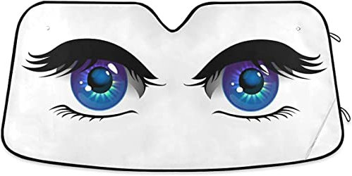 Parasol para coche con diseño de ojos de galaxia azul, pestañas largas, visera solar fácil de plegar y almacenar para camión, coche, 130 x 70 cm