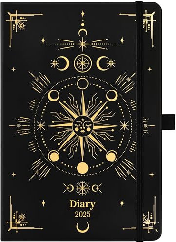 Academic Diary 2025-2026 - A5 2025-2026 Diary from Aug. 2025 to Jul. 2026, Diary 2025-2026 Week to View, with Pen Loop, 21.3 x 14.7 x 1.6 cm, phase of the moon