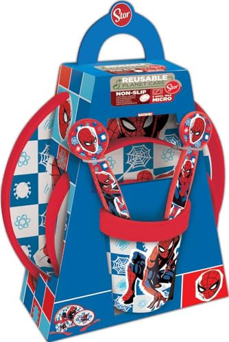 Juegos de vajilla marca Licensing. Modelo SET PREMIUM BICOLOR ANTIDESLIZANTE 5 PCS SPIDERMAN