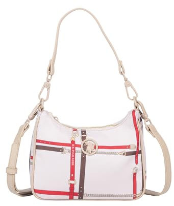 U.S. POLO ASSN. - Handtasche Houston Hobo aus Nylon, creme-multicolor (26 X 9 X 19 cm)