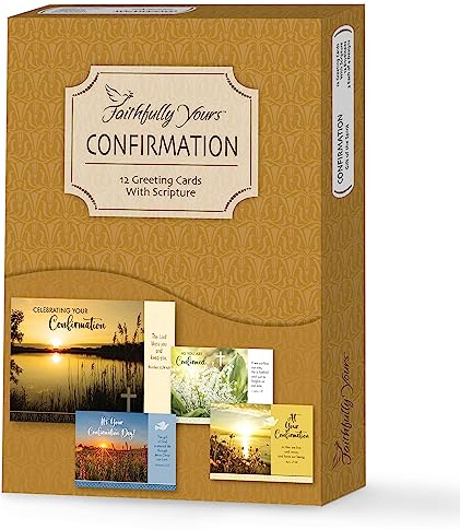 Faithfully Yours Designer Greetings Inspirational Confirmation Boxed Card Assortment, Gift of the Spirit with Biblical Scripture Verses (Box of 12 Greeting Cards with Envelopes)