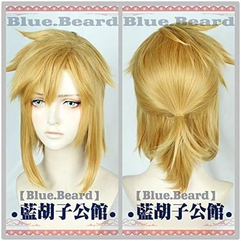 Wig Anime Cosplay Perücke for Link Goldene Perücke The Legend of Zelda: Breath of the Wild Link Cosplay Kurzer goldener Pferdeschwanz Hitzebeständige Cosplay-Perücke + Perückenkappe