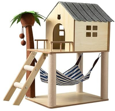 Outdoor Cat Enclosure Cat climbing frame, cat litter, cat tree, sisal cat scratch board, solid wood cat scratch post, claw grinder, cat toy Cat Hut
