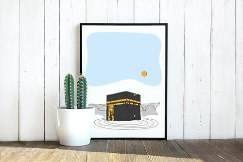 Islam Poster für Muslime Masjid an-Nabawi al-Aqsa al-Haram Kaaba Propheten Moschee Madina Medina islamisch Kinderzimmer Kinder Deko Geschenk Jerusalem Makkah Mekka Jannah At Home (Makkah Din A4)