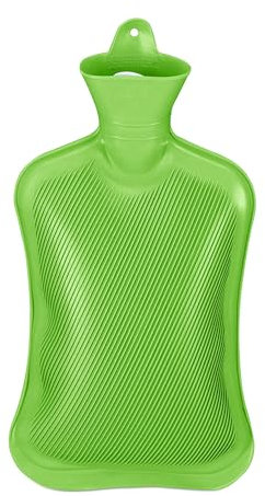 Relaxdays Wärmflasche, 2 Liter, ohne Bezug, Kinder & Erwachsene, Gummi, Warmwassertasche mit Schraubverschluss, grün