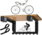 Support mural pour vélo avec étagère et 8 crochets - Offre un rangement horizontal pour vélo d'intérieur pour abris de jardin, garages, support de vélo en bois pour vélos de route, montagne, voyage,