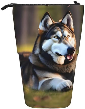 Nadie Teleskop-Federmäppchen mit Husky-Hunde-Aufdruck, Stifthalter, Schreibwarenetui, aufstellbare Tasche, Husky-Hund, Einheitsgröße, Taschen-Organizer