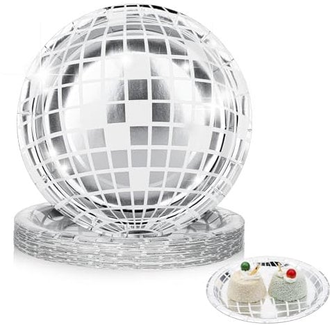 Lot de 25 assiettes de fête disco pour enfants - Assiettes en carton de 18 cm - Jetables - Assiettes en carton - Assiettes en carton - Pour anniversaire d'enfant des années 70 - Accessoire de fête
