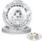 25 Stück Partyteller für Kinder Disco Party Teller,7.1inh Pappteller 18cm,Einweg Papierschalen Pappteller Kindergeburtstag 70er Jahre Disco Partyzubehör für Geburtstag Hochzeit Weihnachten Deko-Silber