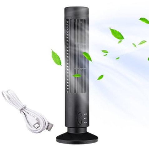 Ventilador eléctrico USB – Ventilador de torre de aire de escritorio de viento fuerte – Ventilador de mesa portátil, refrigeración silenciosa, ideal para el hogar, lugar de trabajo, estudio
