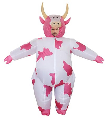 JASHKE Pink Cow Inflatable Costume Blow up Cow Costumes Inflatable Costumes Adult for Halloween Christmas Carnival Party
