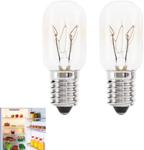 2 Bombillas Horno E14 15W, Regulable, Luz Blanco Cálido 2700K, Resistente a Altas Temperaturas de 300°C, Ideal para Microondas Neveras Lámparas de Sal, Compatible con Múltiples Electrodomésticos