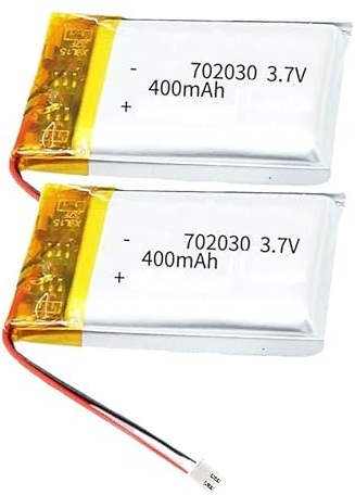 2Pcs 3.7V 400mAh 702030 Rechargeable Lipo Batterie Remplacement Lithium Polymère Batterie avec XH2.54-2P Connecteur pour écouteurs, Jouets RC, Balance numérique, Batterie d'instrument de beauté