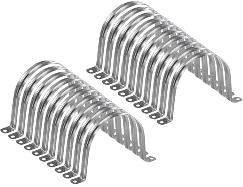 sourcing map 10pcs 4 5/16 Inch 110mm Conduit Clamps, M110 U Tube Pipe Clamp, Stainless Steel Rigid Pipe Strap, U Shaped Bracket with Two Hole for Pipe Tube Hose Wire Cord Fixing