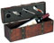 Juego de sumiller para vino en caja de madera, cofres del tesoro, accesorios de bar 5 en 1 con caja de vino de caja de madera, juego de decantador de acero inoxidable con cuchillo de camarero,