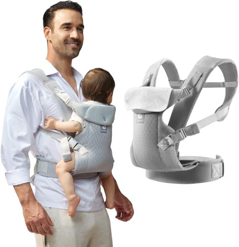 IULONEE Babytrage für Neugeborene Ergonomic Tragetaschen für Kleinkinder Babytrage ab Geburt Tragetuch Baby Carrier Vorder Rückseite Tragetasche für Neugeborene 3-36 Monate (Hellgrau)
