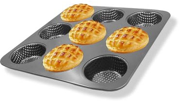 Gurlideo Mini plateau à hamburger avec compartiments pour chignon, moules à hamburger anti-adhésifs en acier au carbone, 9 tasses grand moule de cuisson pour petits pains