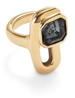 UNOde50 Ring aus Metalllegierung versilbert mit schwarzem Kristall