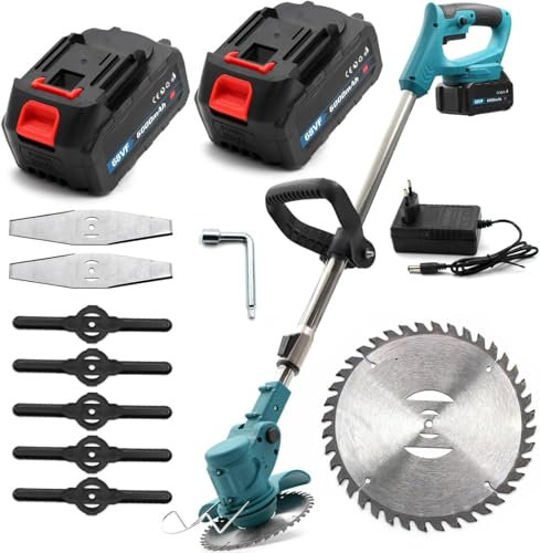 081 Store - Decespugliatore Elettrico a Batteria, 2 ANNI DI GARANZIA, Tagliabordi a Batteria con 2 Batterie 68V, con 3 modalità di taglio, tagliabordi con asta telescopica e testa girevole di 90°