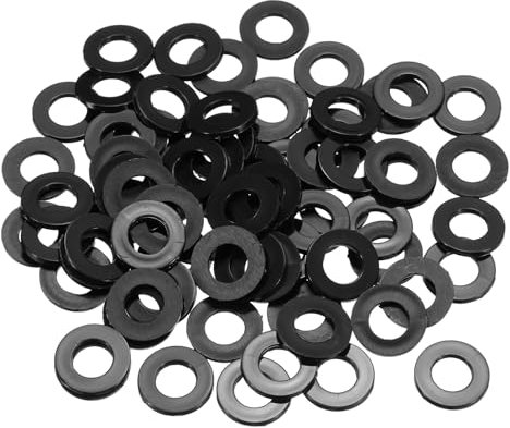 sourcing map Rondelle piatte M8 in nylon, 85 pezzi, diametro interno 8 mm, diametro esterno 14 mm, distanziatori in plastica per viti, bulloni, riparazione idraulica del rubinetto del giardino, nero