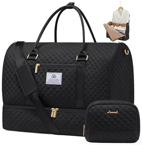 LOVEVOOK Umwandelbarer Kleidersack für Damen, mit Schuhbeutel, 2-in-1 Hängetasche, Koffer, Anzugtasche, wasserdicht, Wochenendtasche mit Kulturbeutel, Handgepäck, Reisetasche, Reisetasche für