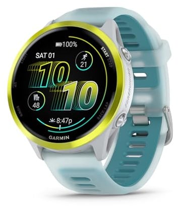Garmin® Forerunner® 570, 47 mm, fortschrittliche GPS-Lauf- und Triathlon-Smartwatch, AMOLED-Display, Trainings- und Erholungsfunktionen, verstärktes gelbes Aluminium mit durchscheinendem Weißstein