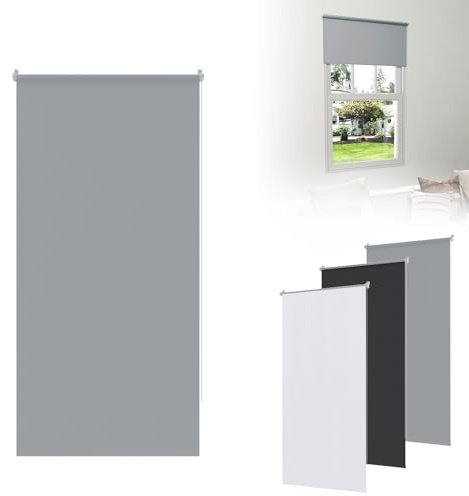 ACXIN Verdunkelungsrollo Klemmfix ohne Bohren 80x160 cm – Thermorollo Fensterrollo, Seitenzugrollo, Rollo für Fenster & Tür, Sichtschutz & Sonnenschutz (Grau)