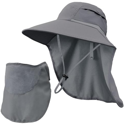 Rosoz Chapeau de pêcheur UPF 50+ - Vêtement safari - Pour homme - Amovible - Bord large - Chapeau de randonnée - Chapeau de pêche pour homme et femme