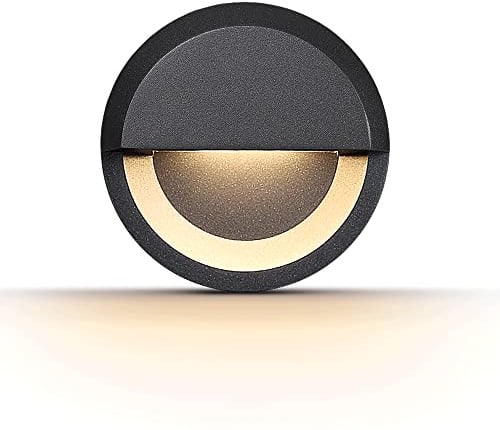 WAYEE Wandlampe Aussen,Treppenbeleuchtung Wandbeleuchtung Außenwand Eck,Außenkorridor Wandleuchte Anthrazit,Treppenspots LED3W Warmweiß Wasserdichte Rund Super Dünn nur 3,5cm 2PACK