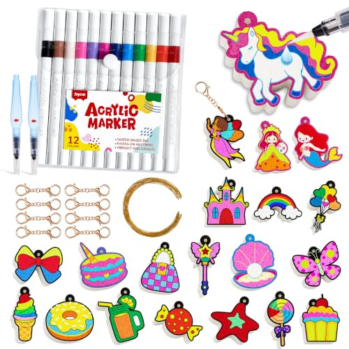 JoyCat 3D Kunst-Set, Prinzessinnen & Einhörner Magic Puffy Paint Kit | Bastelset Kinder 4 5 6 7 8 9 10 Jahre, Kreatives Malset ohne Kleckerei, Geschenk für Mädchen und Jungen 4-10