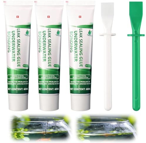 Rudfovn 5 Pcs 60ml Aquarium Sealant Set with Plastic Glue Spreader, Safe Formula Waterproof Clear Silicone Fish Tank Repair Glue