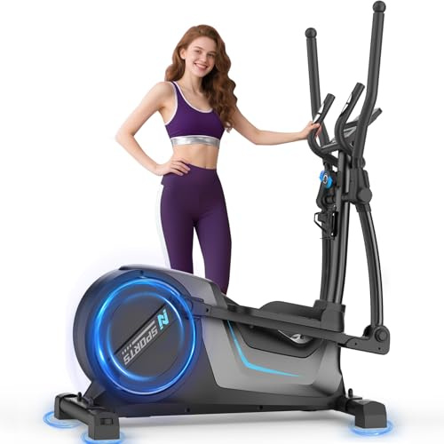 Neezee 3-in-1 Crosstrainer,16 Stufen Widerstand,8kg Schwungrad für Zuhause | Ultraleiser Crosstrainer mit 42 cm Zoll Schrittlänge, 150 kg max. Belastung, Pulssensoren, LCD Monitor, Gerätehalterung