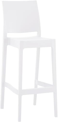 CLP Barhocker Outdoor stapelbar Flamur, Gartenhocker für draußen aus Kunststoff wetterfest UV-beständig, Stapelhocker bis 150 kg belastbar Farbe weiß