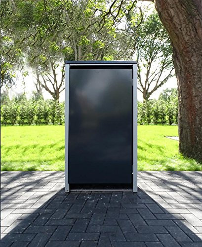 Srm-Design 1 Mülltonnenbox ohne Stanzung Anthrazitgrau für 240 Liter Mülltonnen/witterungsbeständig durch Pulverbeschichtung/mit Klappdeckel und Fronttür