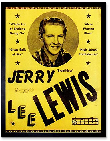 Wee Blue Coo Music Advert Jerry Lee Lewis Whole Lot Shaking Balls Fire Art Print Framed Poster Wall Decor Kunstdruck Poster Wand-Dekor-12X16 Zoll