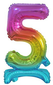 GoDan Beauty&Charm Luftballons Zahlen 0-9 zum Aufstellen auf dem Tisch 38 cm Folienballon Geburtstagsluftballons Zimmer und Raumdekoration beim Geburtstag Jubiläum (Zahl 5 Regenbogen)