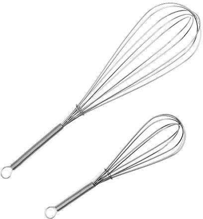 ForTomorrow Schneebesen Set Edelstahl, Rührbesen Whisk 2 Stück Enthält 20cm, 30cm, Egg Beater, Handschneebesen für Mischen, Aufschäumen, Schlagen, Aufschäumen und Rühren (Silber)
