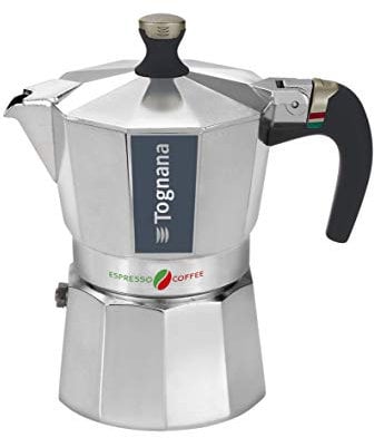 Tognana Italika Moka, Aluminio Silicona Nylon, Plateado, 3 tazze